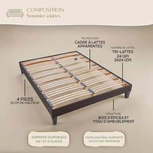 Ensemble Matelas Hybride Marquise & Sommier Kit Tissu Gris, Mémoire de Forme & Ressorts Ensachés, 33 cm, Soutien Ferme, Lattes flexibles