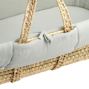 Couffin bébé en fibres naturelles avec habillage tissu