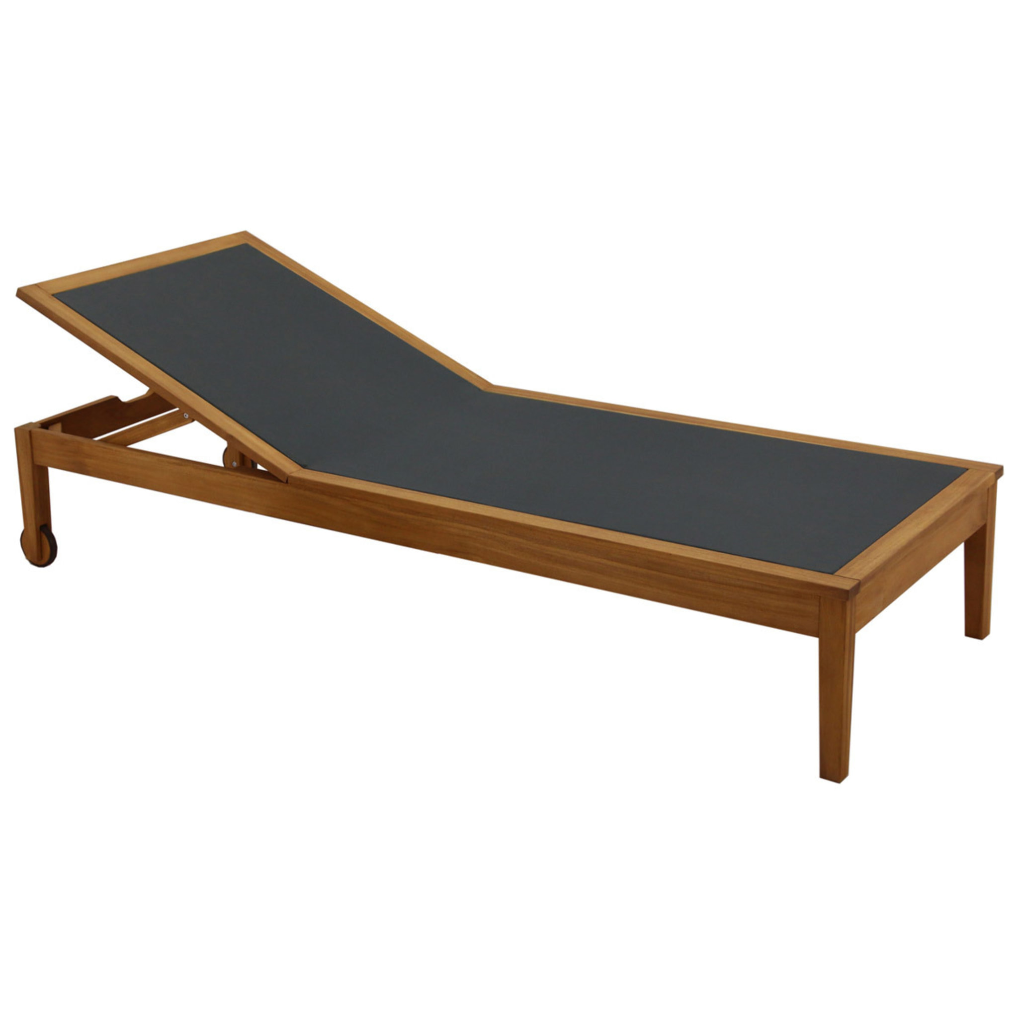 Bain de soleil gris foncé et bois massif NAVEEN