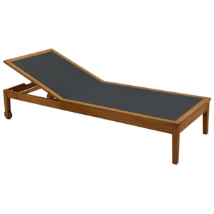 Bain de soleil gris foncé et bois massif NAVEEN