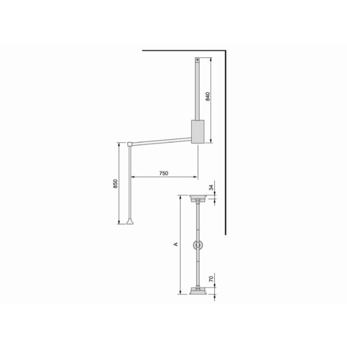 Penderie escamotable extensible gris EMUCA de largeur 830 à 1150 mm - 9283911