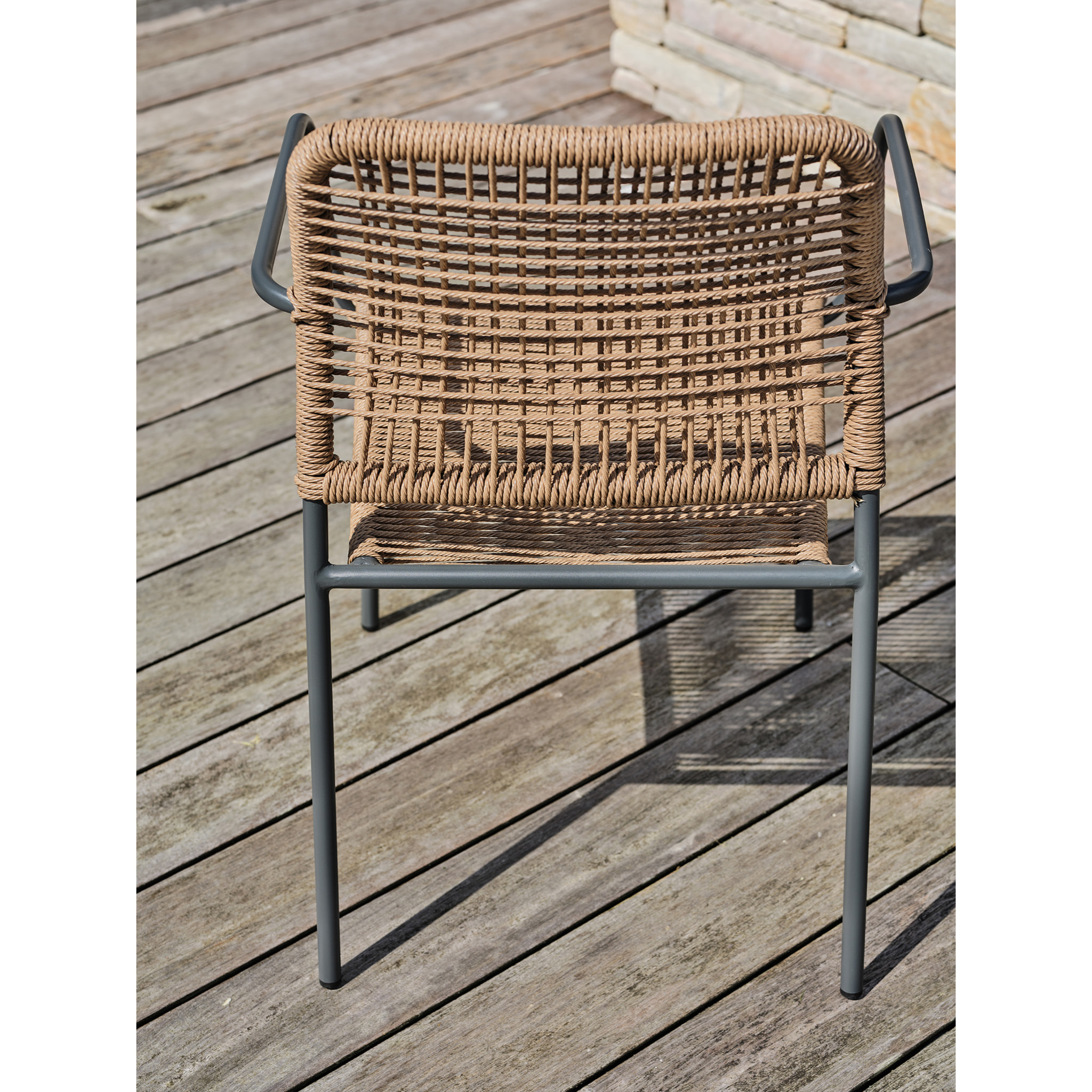 MARCEAU - Lot de 2 fauteuils de jardin en corde et acier gris anthracite