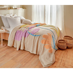 Dessus de lit Fleurs sauvages 260x240xcm motif tufté coton