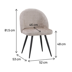 Lot de 2 chaises en tissu "Samuel" - 53 x 51 x 82 cm - Beige