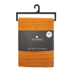 Jeté de lit coton jaune moutarde 160x220cm