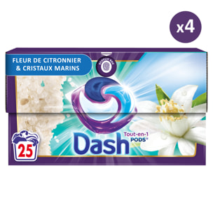 4x25 Pods Tout-en-1 Fleur De Citronier, Lessive en Capsules Dash