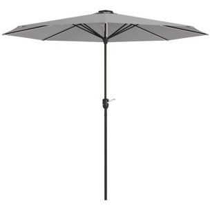 Sombrilla de Jardín Ø265x240 cm Parasol de Terraza con Luces LED Solares Manivela e Impermeable para Piscina Patio Gris Claro