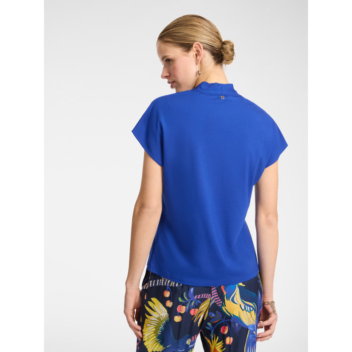 Elena Mirò - Camiseta con cuello alto - Azul aciano
