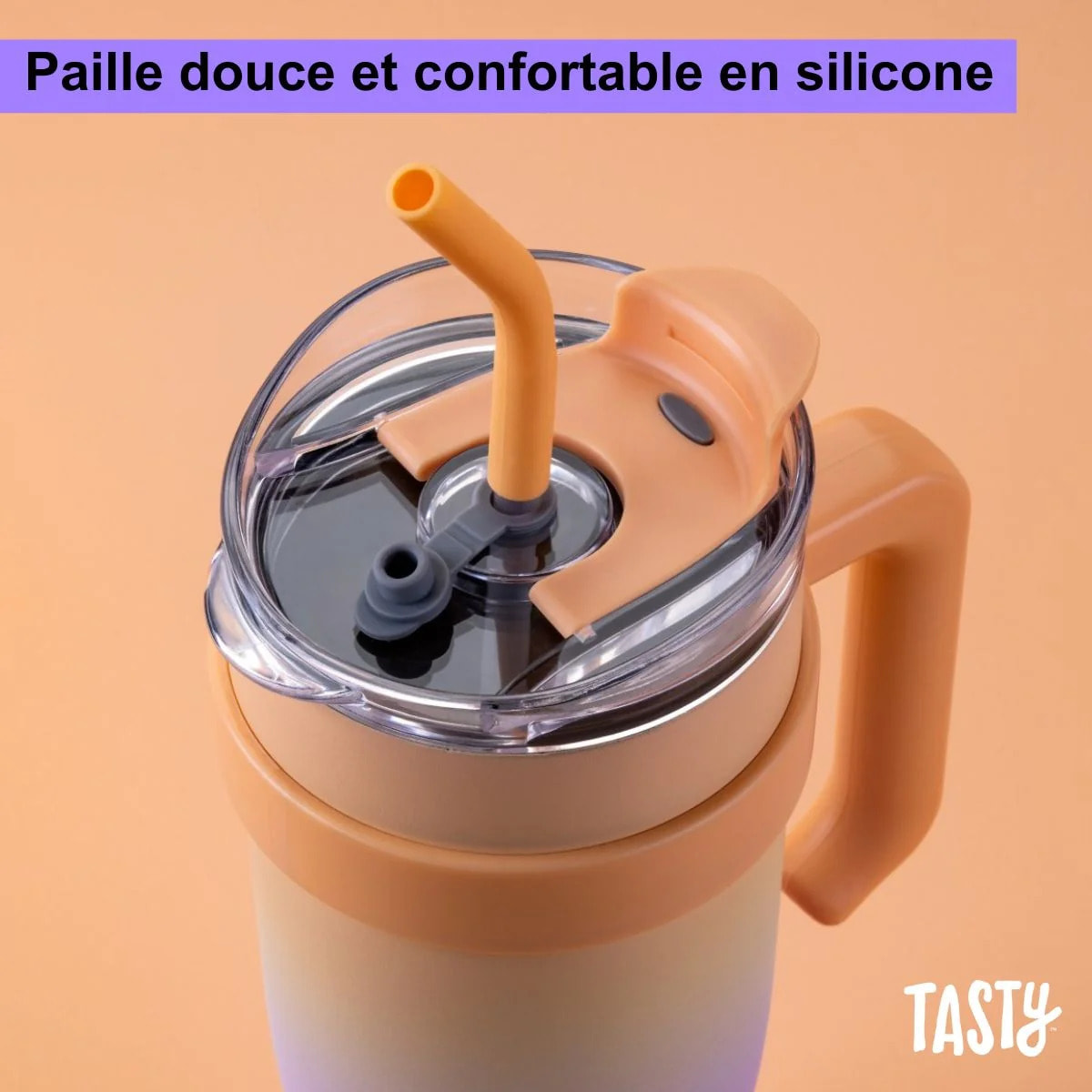 Gobelet isotherme 1200 ml lilas et pêche Tasty