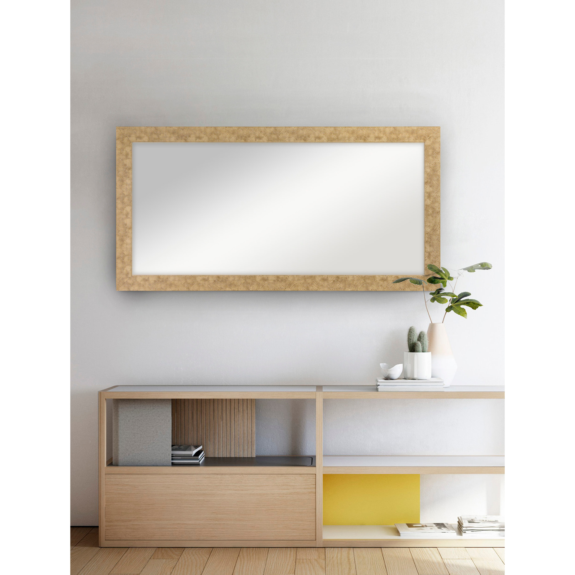Espejo rectangular Dots poliestireno dorado envejecido 142x72x2 cm