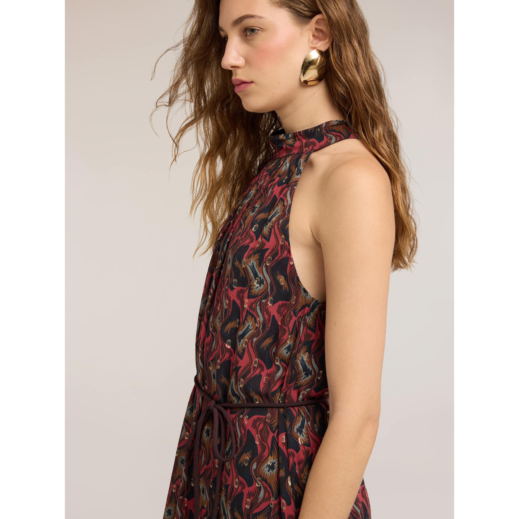 Motivi - Vestito lungo in georgette con stampa - Rosso