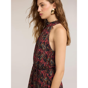 Motivi - Vestito lungo in georgette con stampa - Rosso