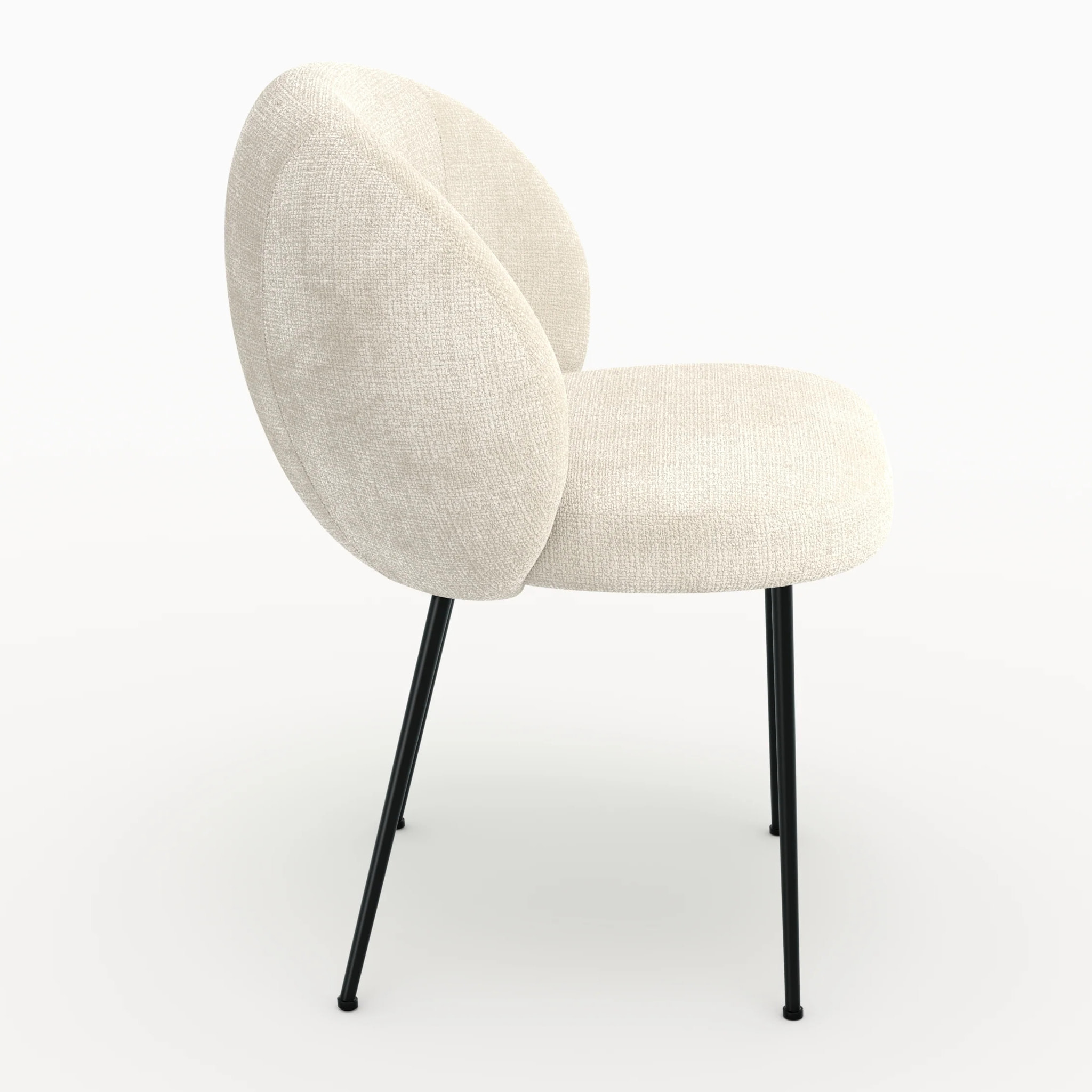 Chaise en velours chenillé écru et métal noir - Bloomy