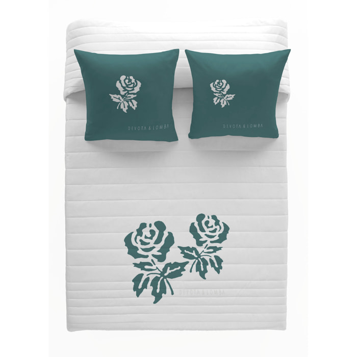 Devota&Lomba - Colcha Bouti Estampada - 100% Algodón - 70 gr/m² - Roses Green