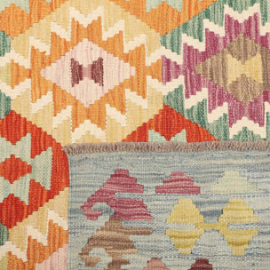 Tapis kilim ethnique, tissé plat en laine naturelle, RERUFE