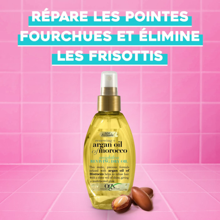 OGX Huile Sèche Huile d'Argan du Maroc, 118ml – Huile cheveux réparatrice contre les pointes fourchues et les frisottis – Soin c
