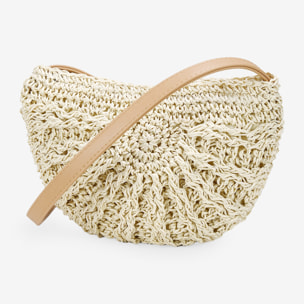 Bolso bandolera de rafia beige