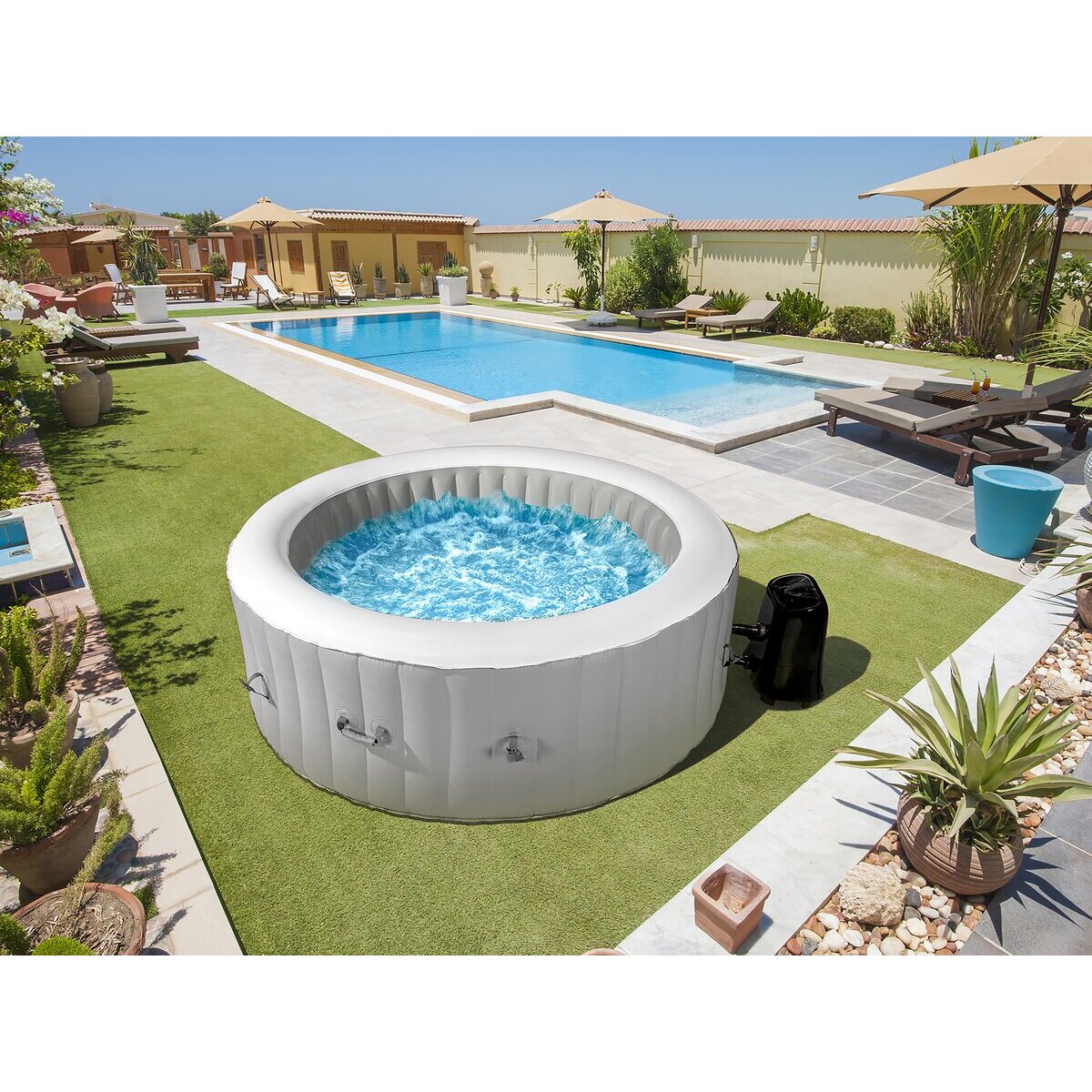 Spa gonflable  4 places "Santorin" - 180 x 180 x 65 cm - Gris