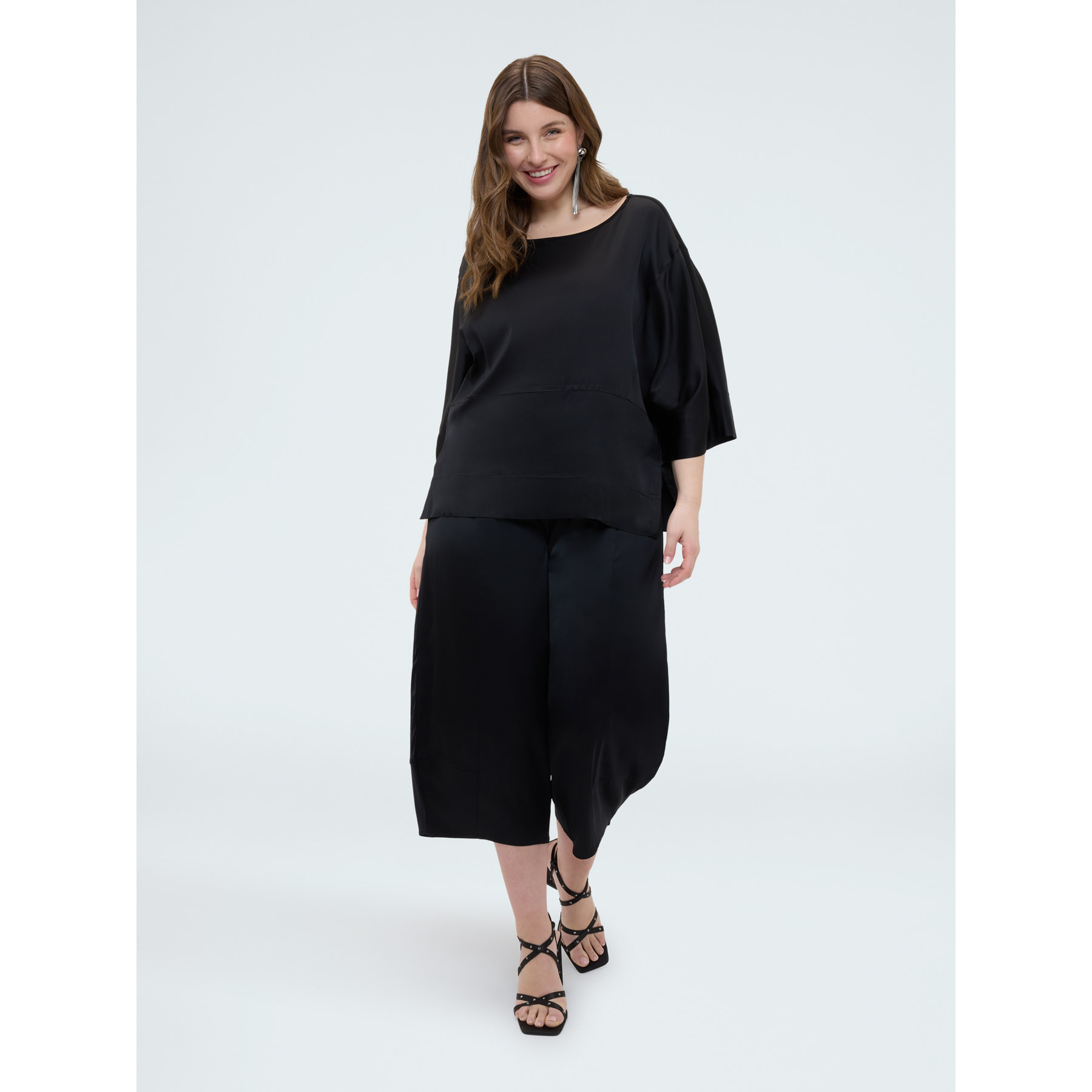 Fiorella Rubino - Pantaloni Balloon in raso stretch - Nero