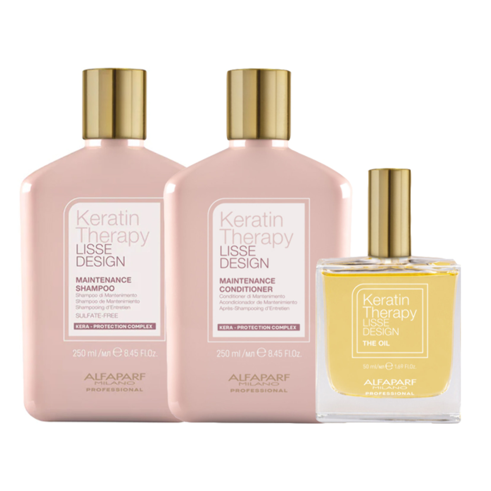 ALFAPARF MILANO Kit Keratin Therapy Lisse Design Shampoo 250ml + Conditioner 250ml + The Oil 50ml
