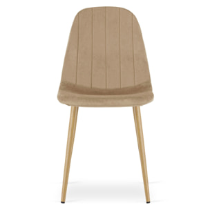 Set di 3 Sedie Padva in Velluto Marrone e Gambe Rovere