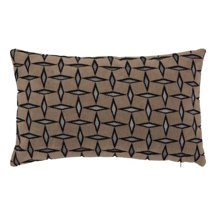 Coussin Diamant 50x30cm jacquard graphique marron