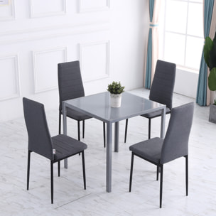 Lot de 4 chaises de salle à manger design tissu gris