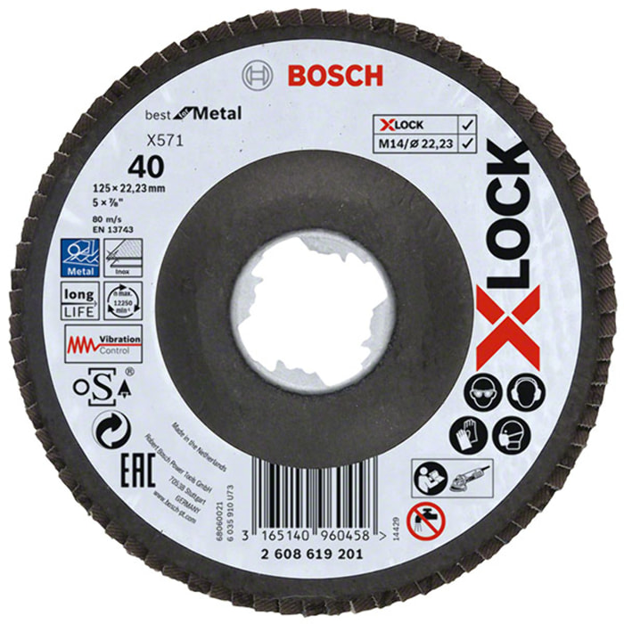 Disque X-Lock lamelle déporté Best Metal BOSCH Ø125 Grain 40 - 2608619201