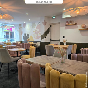 Lot de 2 chaises en velours rose et pieds en métal noir - Rosy