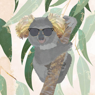 Affiche enfant cool koala  Affiche + cadre en bois - Noir