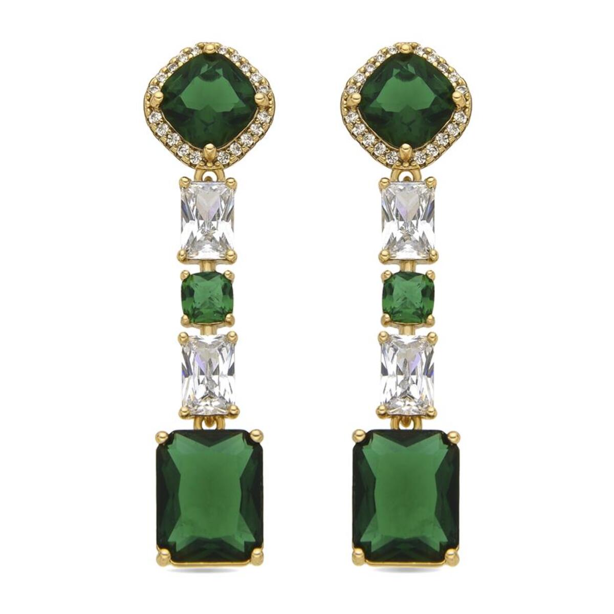 Pendientes con Circonita Esmeralda acabado oro 18k