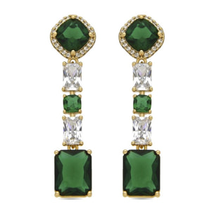 Pendientes con Circonita Esmeralda acabado oro 18k
