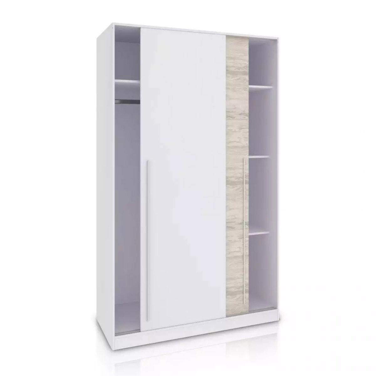 Armario de puertas correderas en blanco mate y blanco velho 120x200 cm Show Blanco Artik (Blanco Mate) – Blanco Velho