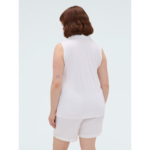 Fiorella Rubino - T-shirt in San Gallo con collo polo - Bianco