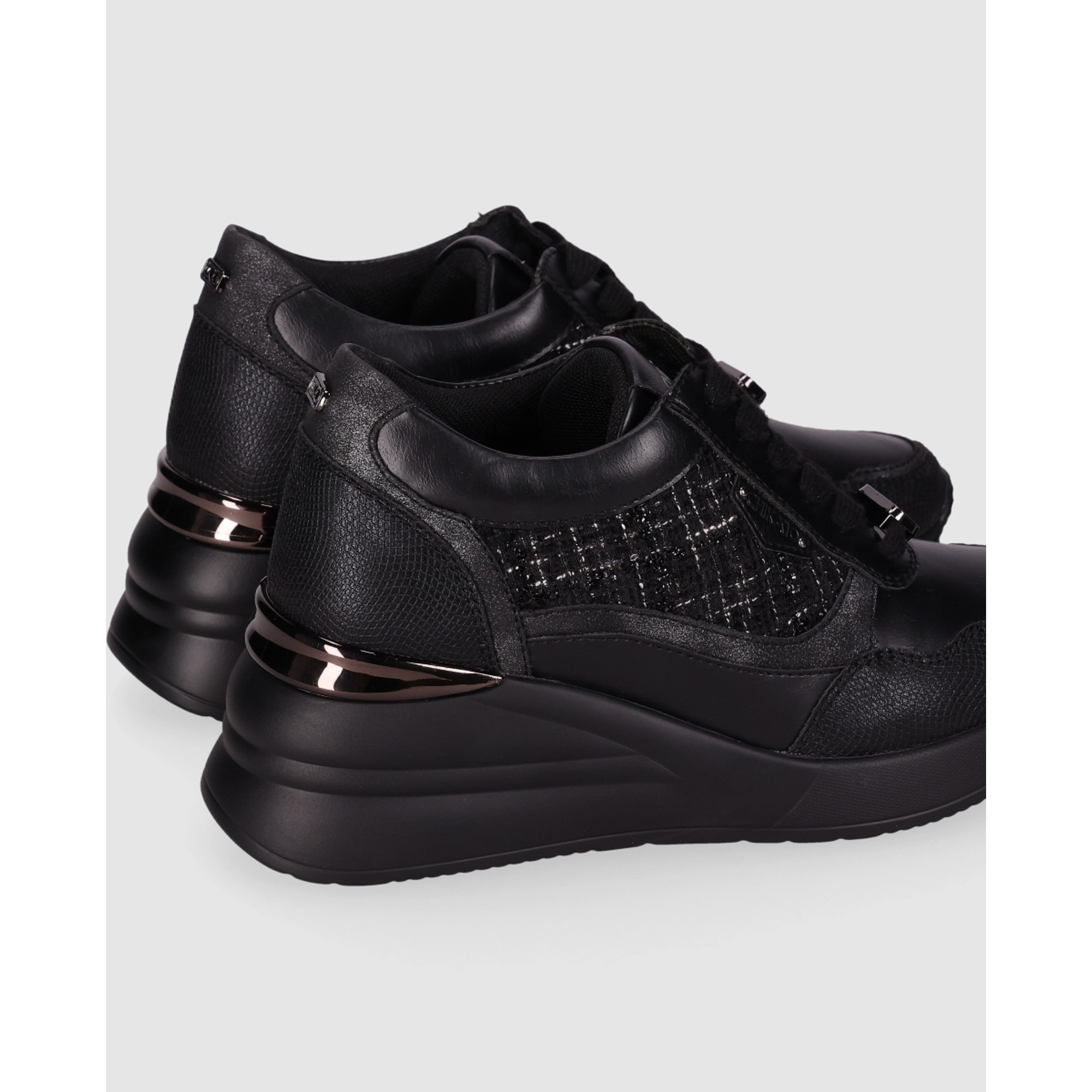 Deportivos de Piel Sintética - Negro - Tacón: 6 cm