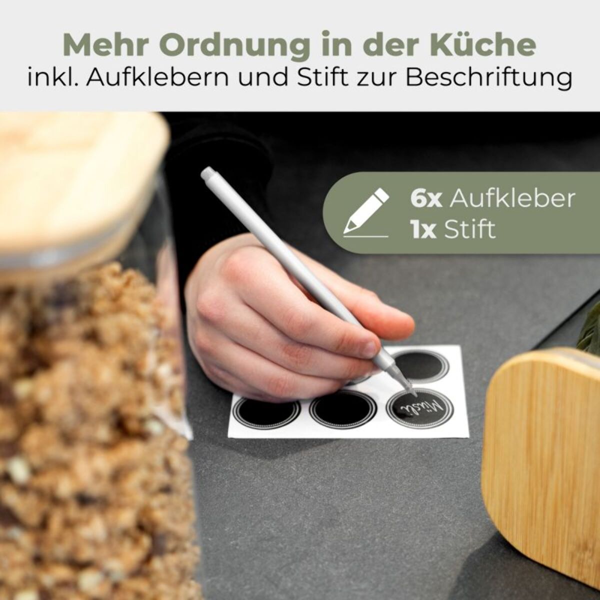 Set 4 bocaux en verre conception angulaire et couvercle en bois de haute qualité Classbach C-VD4027