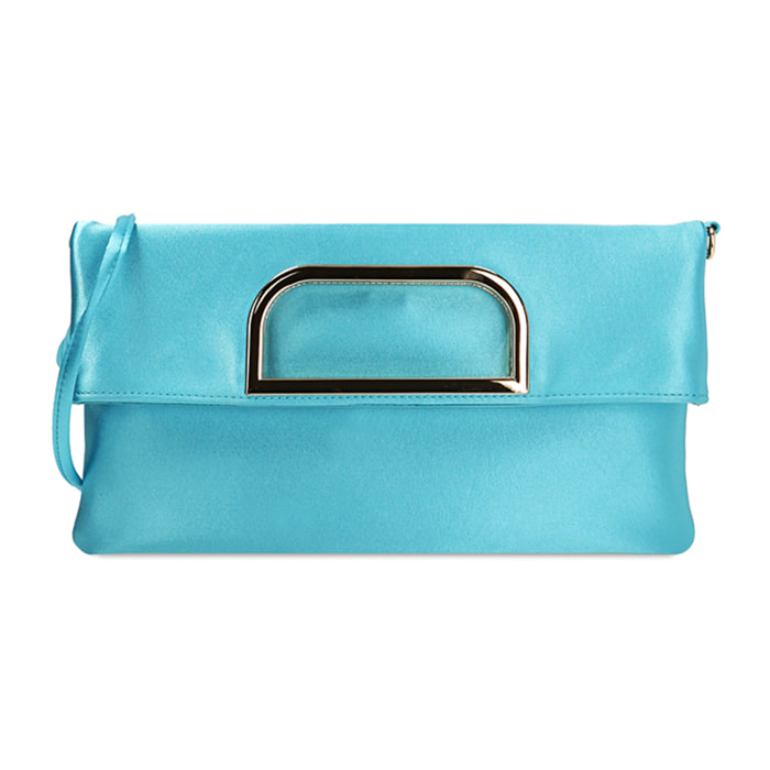 Pochette celeste in raso