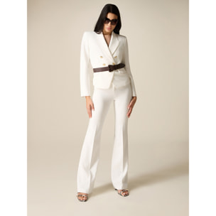 Oltre - Pantalones flare de talle alto - Blanco