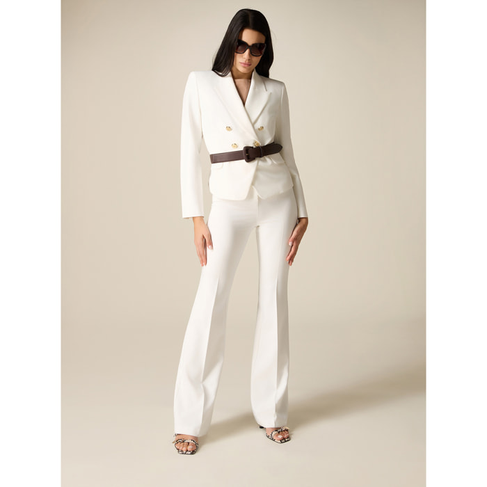 Oltre - Pantalones flare de talle alto - Blanco