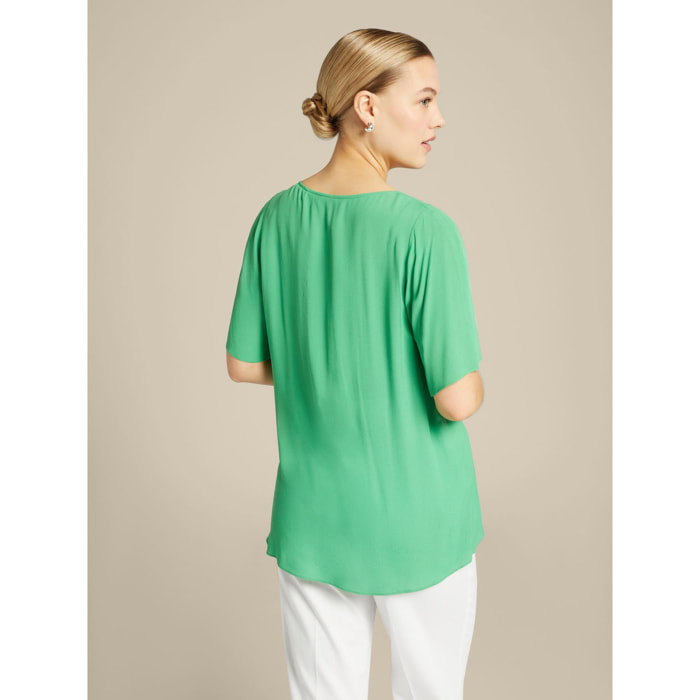 Elena Mirò - Blusa acampanada con fruncidos - Verde