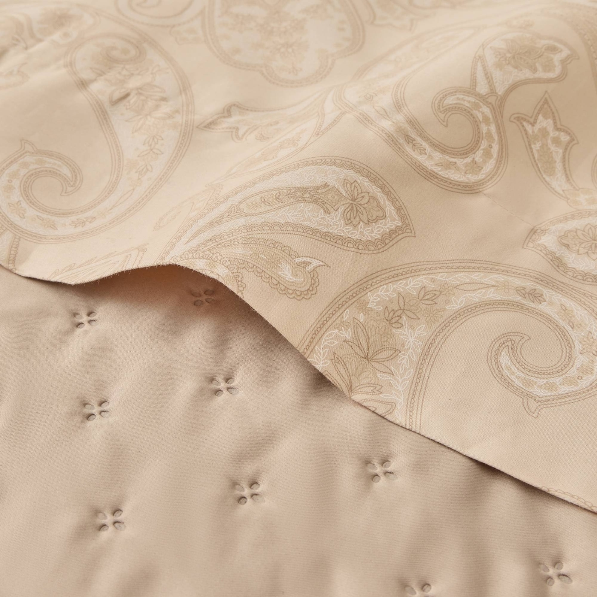 Sábana encimera algodón satén 300 hilos paisley Sentisis color marron beige 100% Algodón