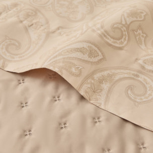 Sábana encimera algodón satén 300 hilos paisley Sentisis color marron beige 100% Algodón