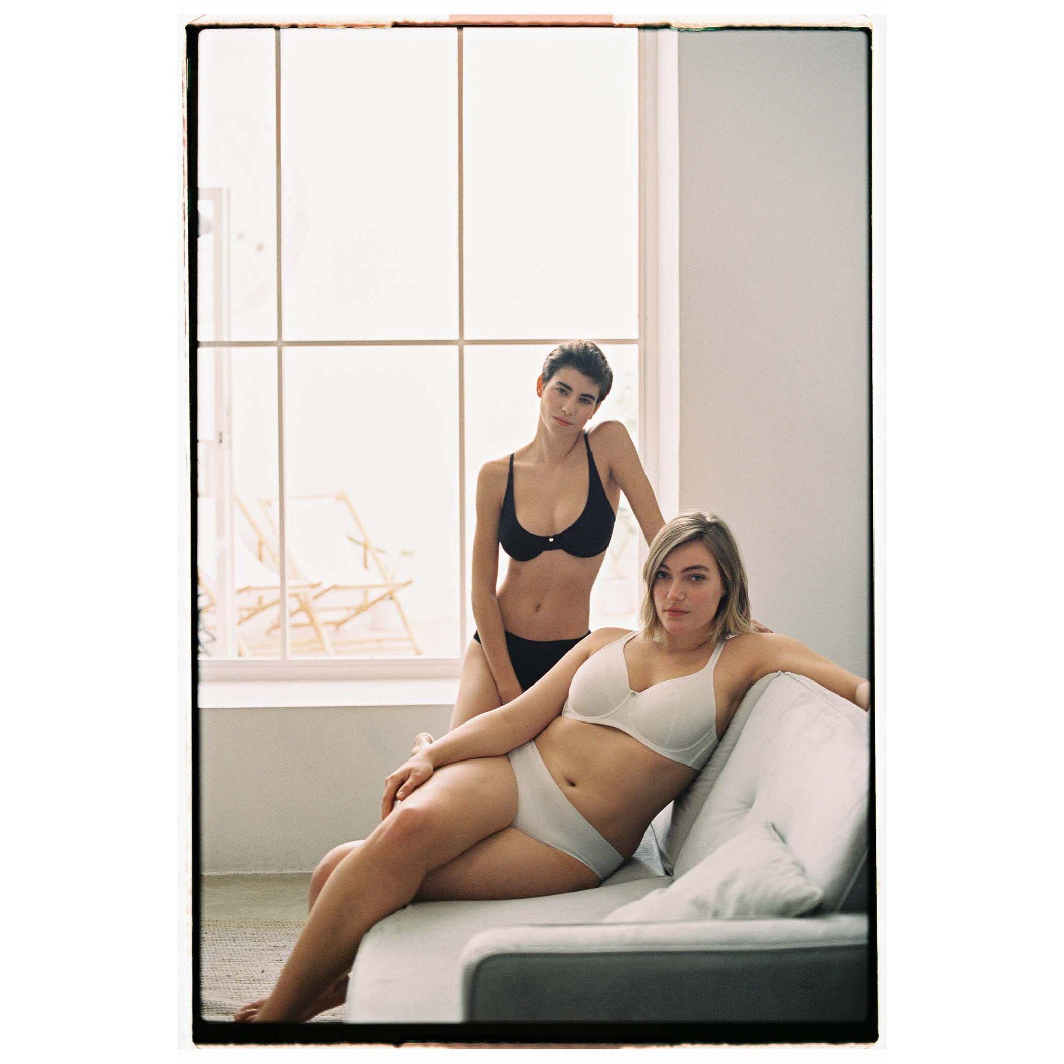 Reggiseno con ferretto non imbottito in cotone e modal bianco, coppe C e D