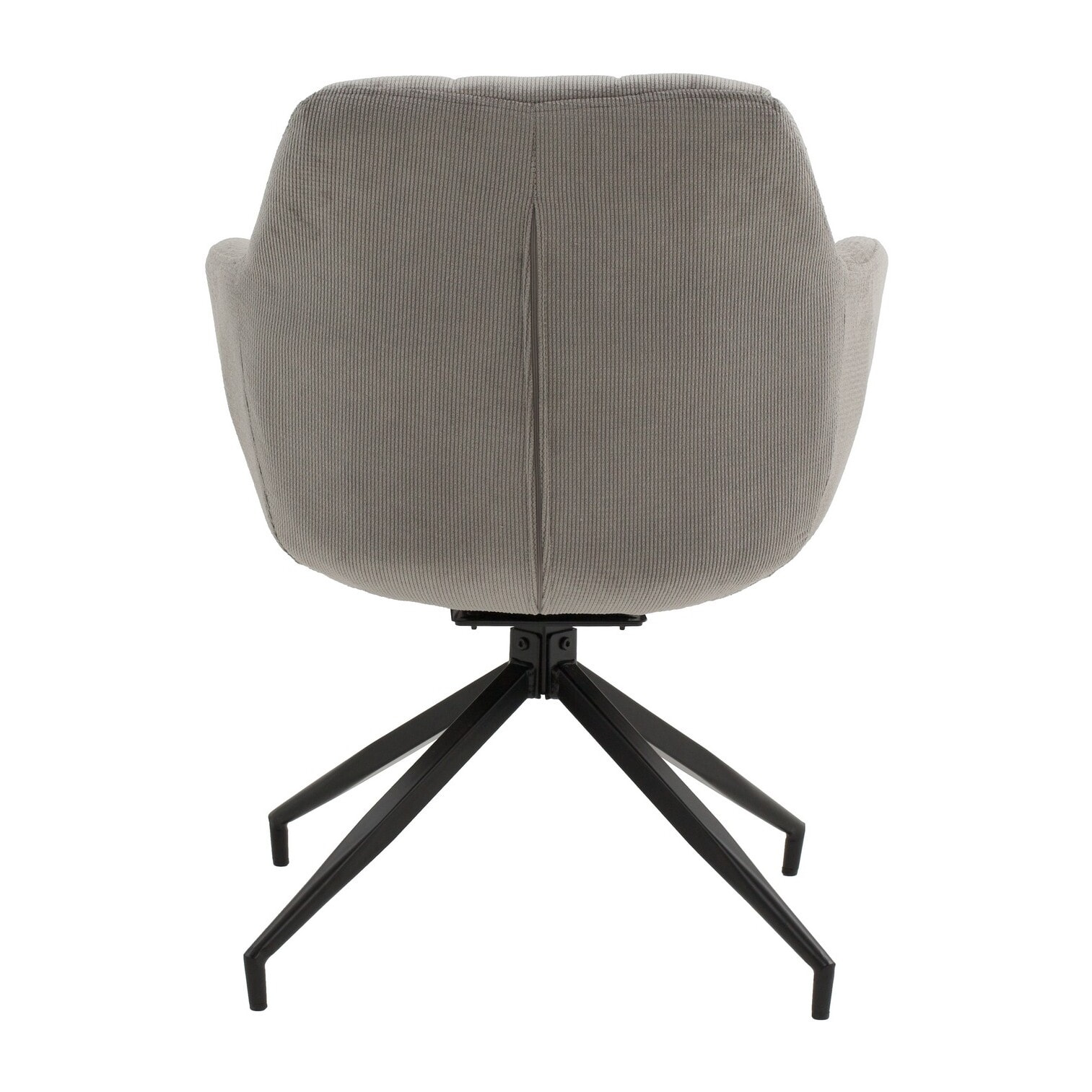 Set di 4 poltroncine girevoli STONESTOWN in tessuto grigio e gambe in metallo nero, con braccioli
