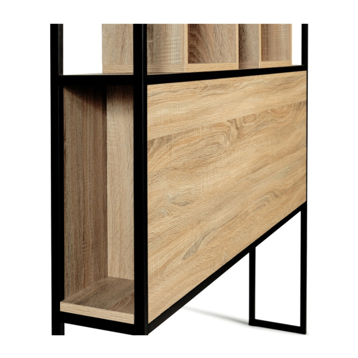 Tête de lit Memphis bois et noire avec rangements 145cm