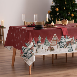 Nappe antitache SNOWTOWN ROUGE - 100% Coton