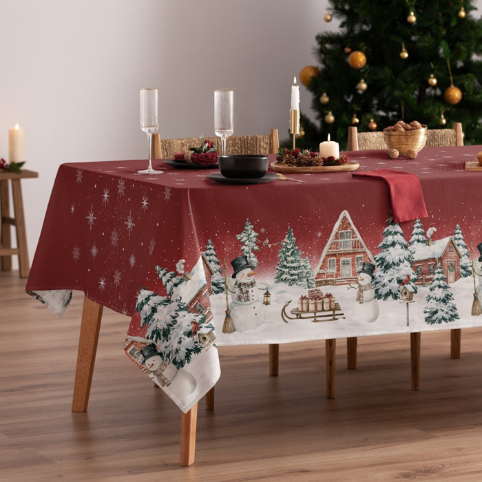 Nappe antitache SNOWTOWN ROUGE - 100% Coton