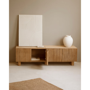 Mueble TV de madera de abeto y pino en tono roble medio 152x42cm Alto: 45.5 Largo: 152 Ancho: 42