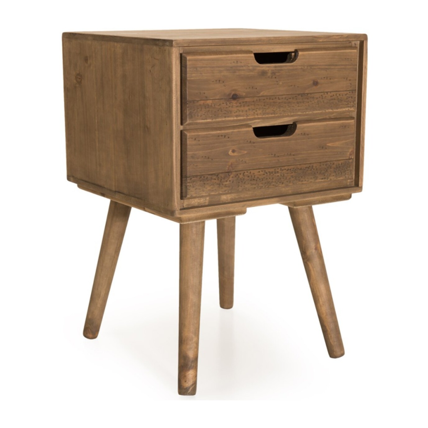 ANDY - Chevet scandi bois marron 2 tiroirs Sapin