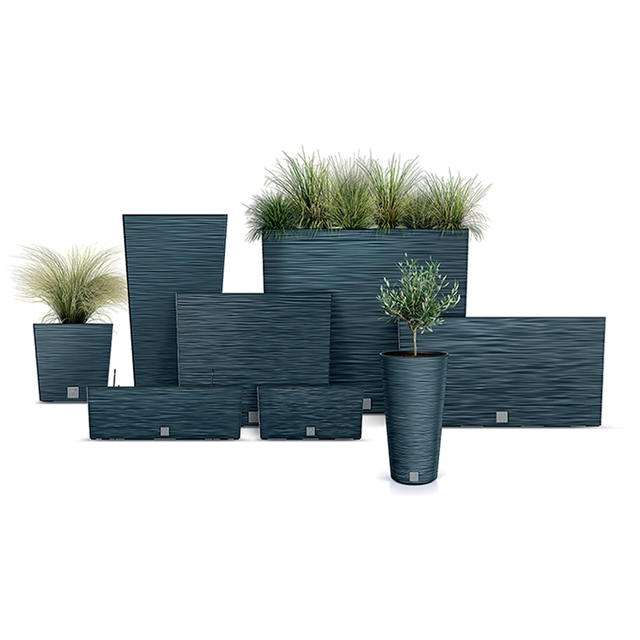 Macetero color antracita, con depósito y ganchos para colgar, colección FURU, de 39,5 x 18,5 x 19,5 cm, capacidad de 8 L.
